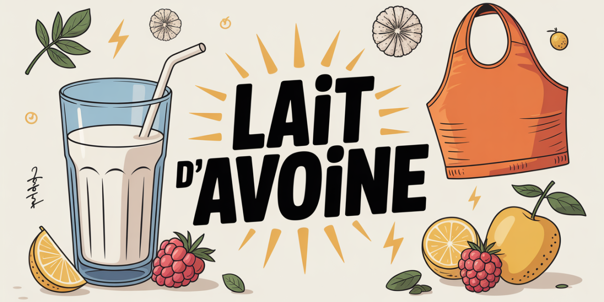 verre de lait d avoine avec flocons haltere et fruits sur fond sportif