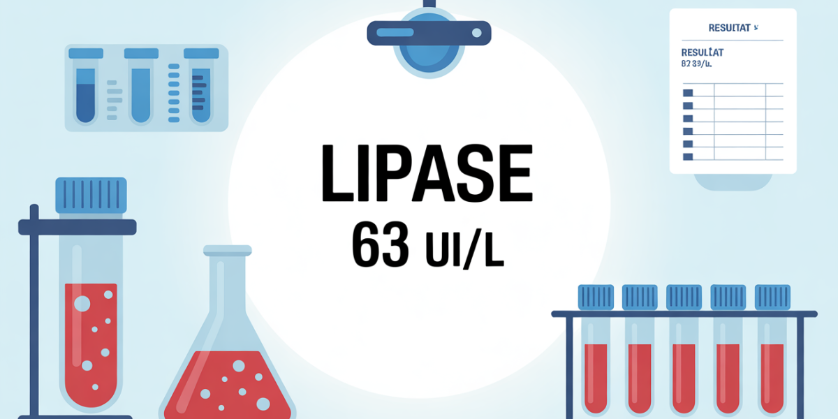 Illustration tube sang lipase 63 UI/L fiche resultat