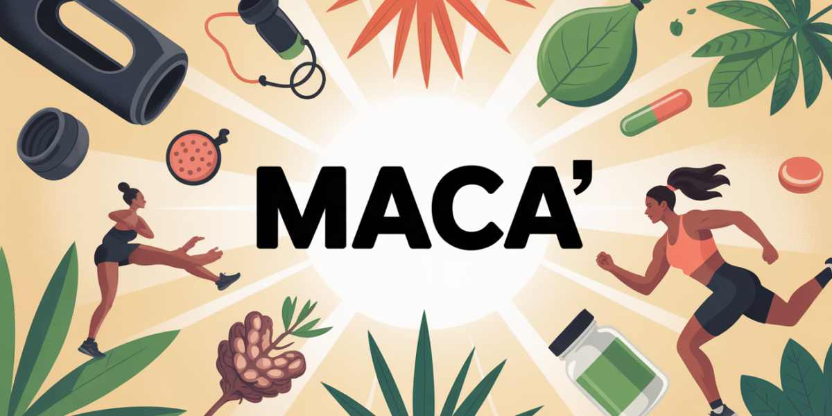 Illustration maca adaptogene énergie sportifs