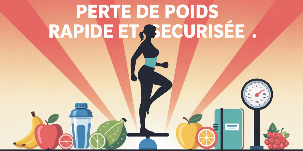 Maigrir vite et bien en sécurité silhouette balance et fruits