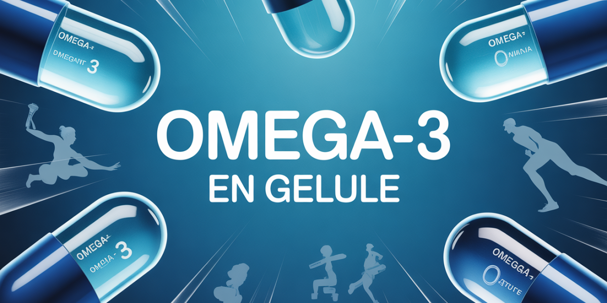 capsules omega 3 en gelule avec silhouettes sportives