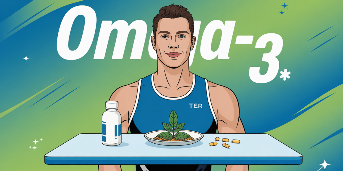 Omega 3 sportif assiette capsule nutrition illustration