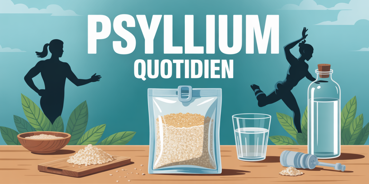psyllium quotidien table sachet blond verre eau cuillère