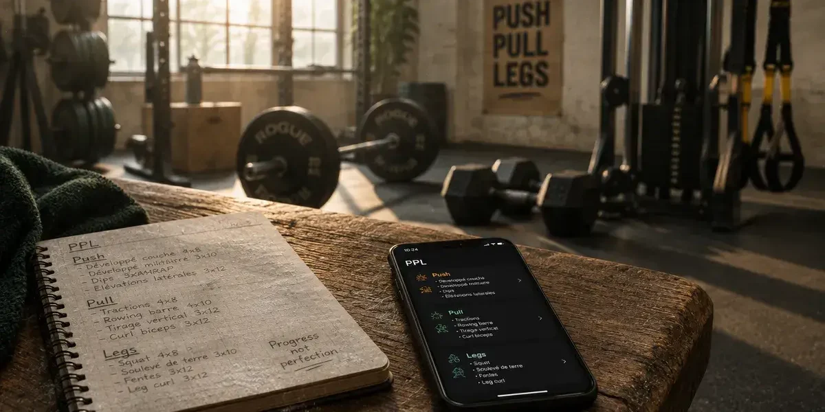 Push pull legs : séance en 3 blocs en salle de sport