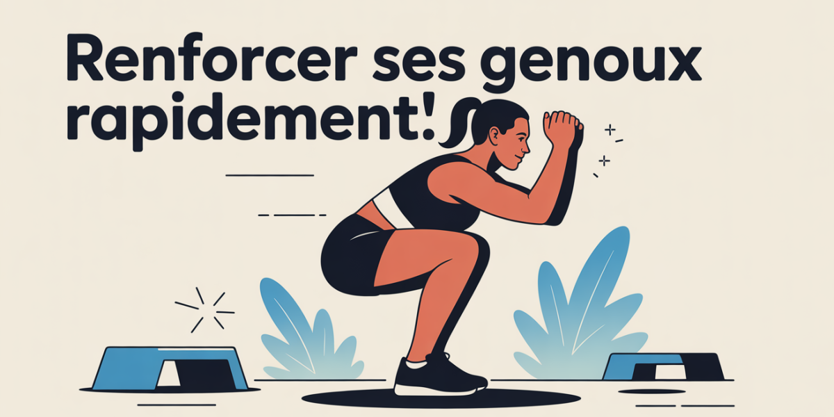 Illustration renforcer ses genoux rapidement silhouette squat fentes step ups
