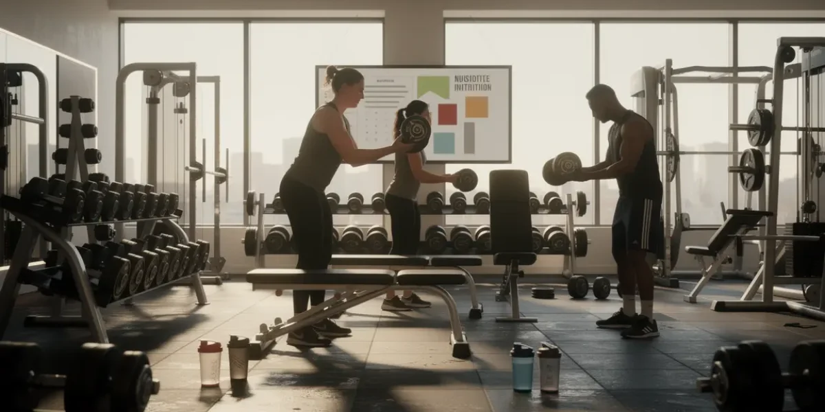 Salle de musculation shakers protéines plan nutritionnel