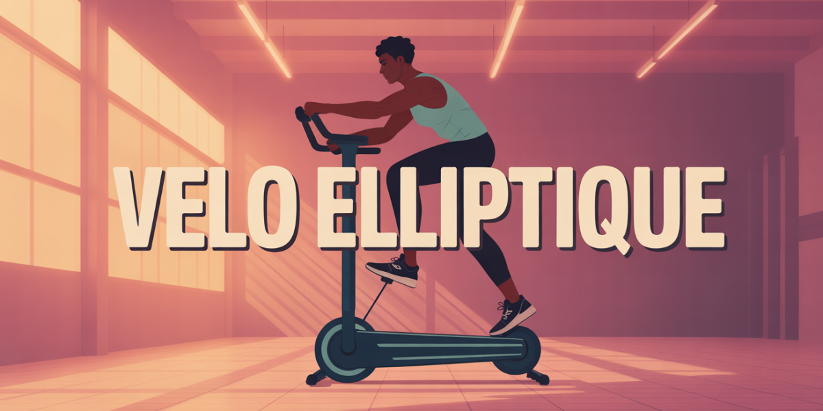 Personnage sur velo elliptique muscles en surbrillance