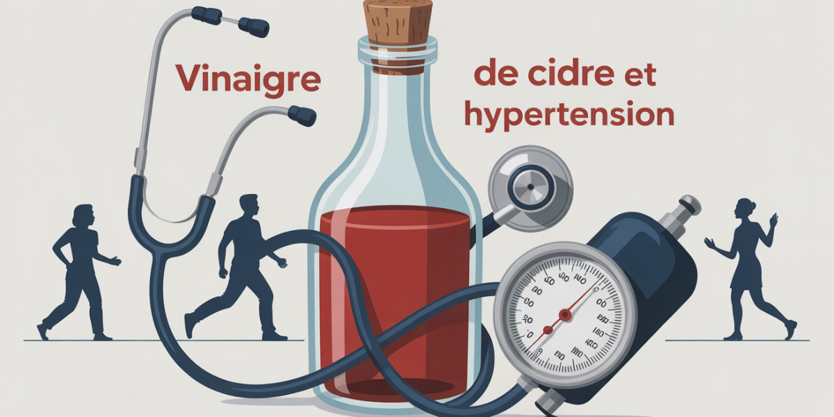 Bouteille vinaigre de cidre et tensiometre pour hypertension