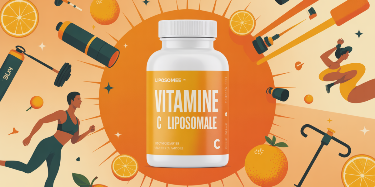 Flacon vitamine C liposomale avec accessoires sportifs