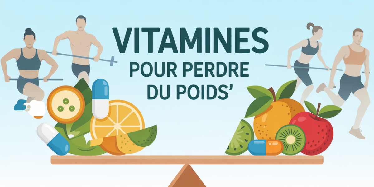 illustration vitamines pour perdre du poids balance et sportifs